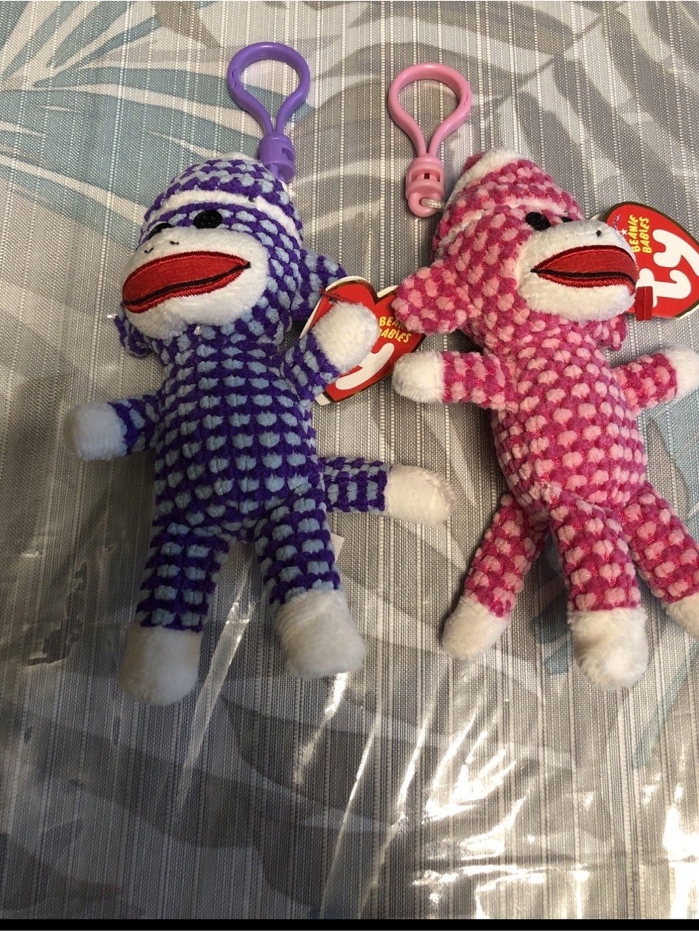 TY Sock Monkey keychains - set of 2 with tags